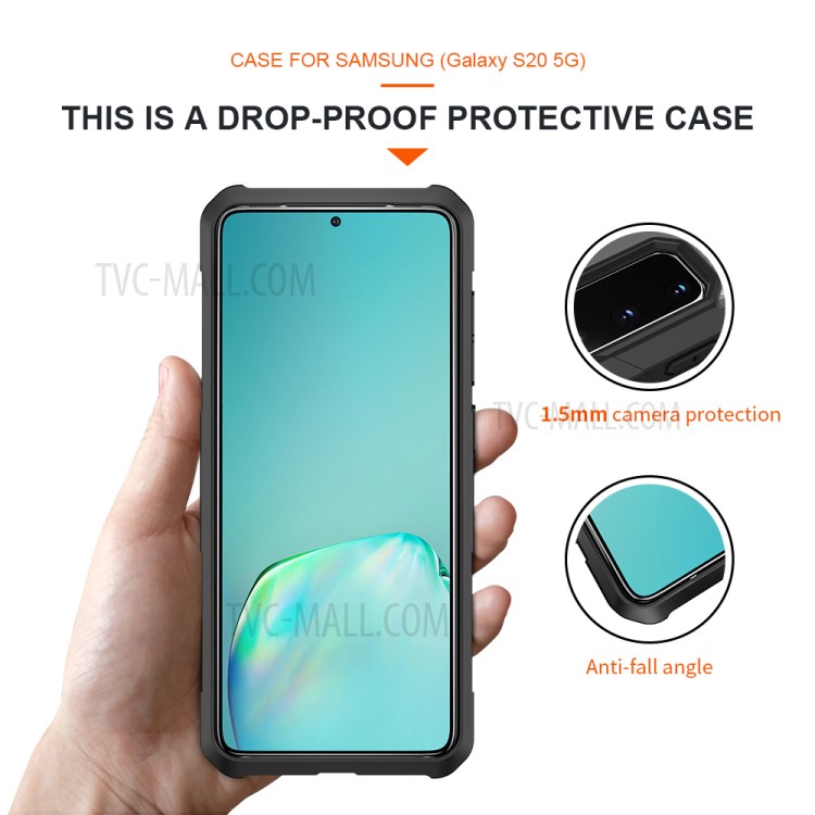 Robot Series Shockproof Anti-dropping TPU Phone Shell for Samsung Galaxy S20 Plus - Black/Transparent Grey-7