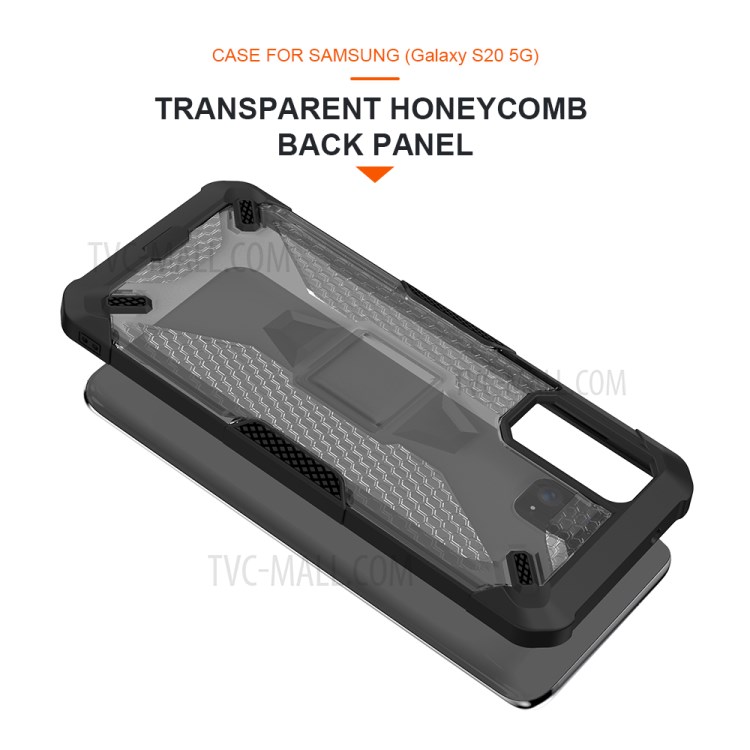 Robot Series Shockproof Anti-dropping TPU Phone Shell for Samsung Galaxy S20 Plus - Black/Transparent Grey-8