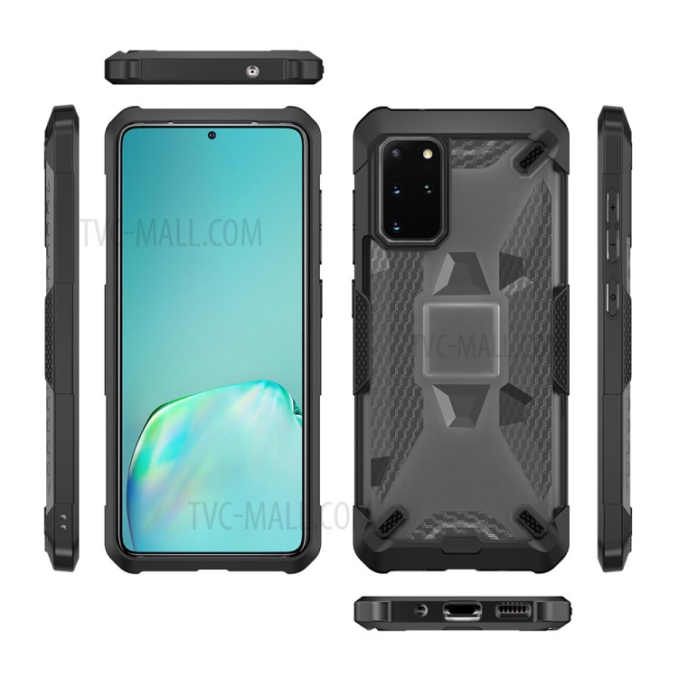 Robot Series Shockproof Anti-dropping TPU Phone Shell for Samsung Galaxy S20 Plus - Black/Transparent Grey-9