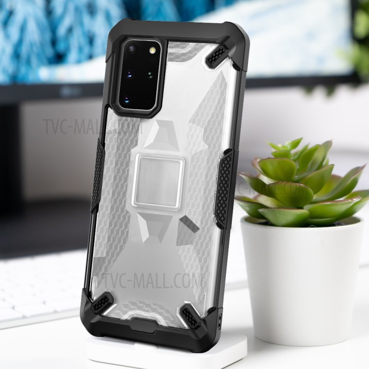 Robot Series Shockproof Anti-dropping TPU Phone Shell for Samsung Galaxy S20 Plus - Black/Transparent-11