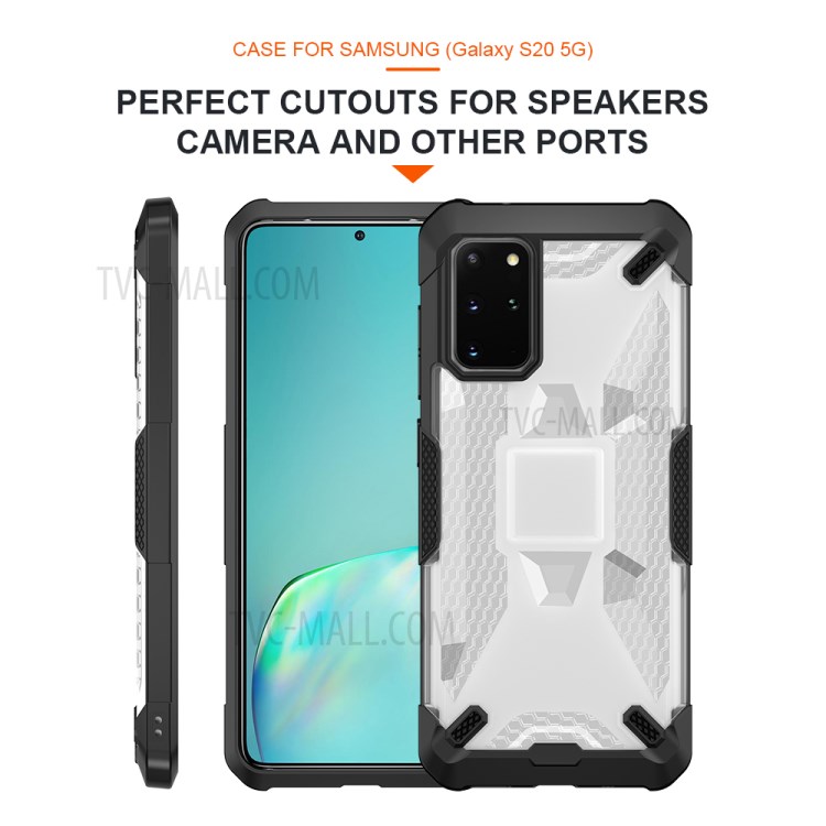 Robot Series Shockproof Anti-dropping TPU Phone Shell for Samsung Galaxy S20 Plus - Black/Transparent-3