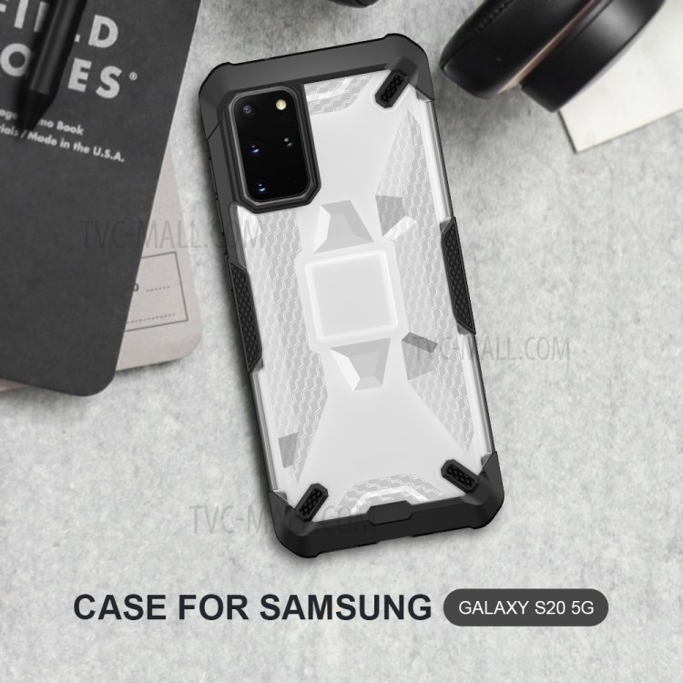 Robot Series Shockproof Anti-dropping TPU Phone Shell for Samsung Galaxy S20 Plus - Black/Transparent-4