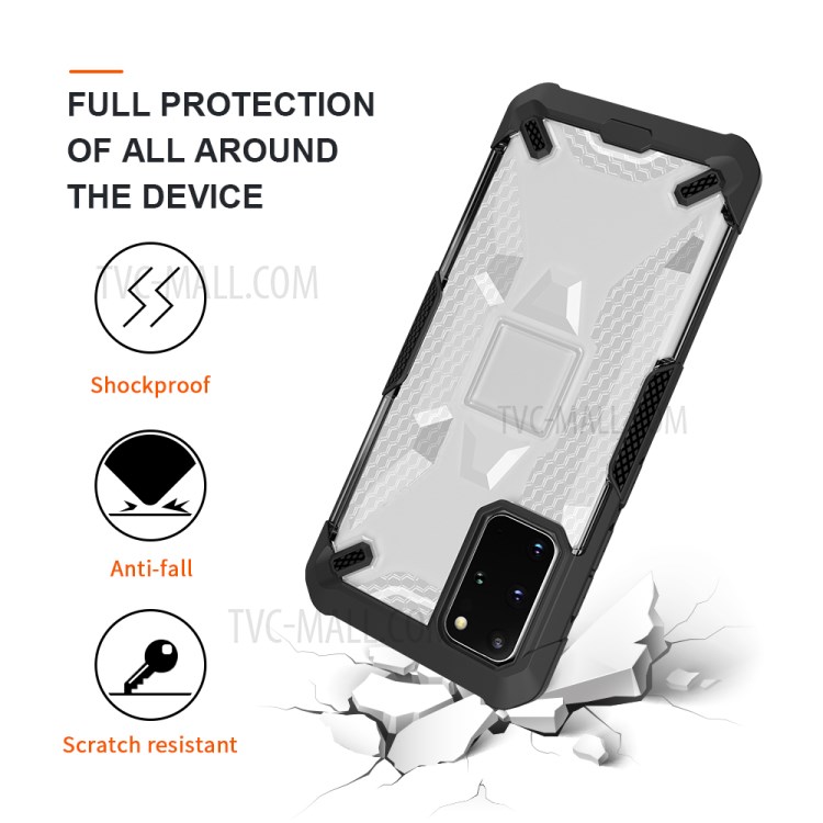 Robot Series Shockproof Anti-dropping TPU Phone Shell for Samsung Galaxy S20 Plus - Black/Transparent-5