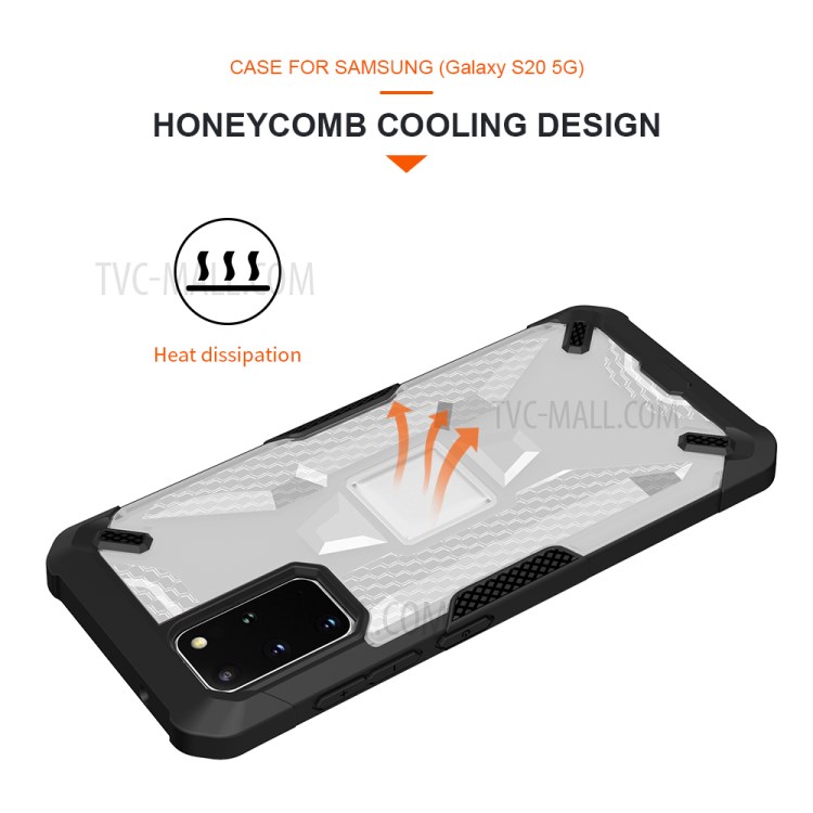 Robot Series Shockproof Anti-dropping TPU Phone Shell for Samsung Galaxy S20 Plus - Black/Transparent-6