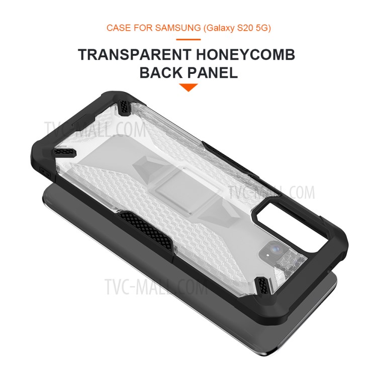 Robot Series Shockproof Anti-dropping TPU Phone Shell for Samsung Galaxy S20 Plus - Black/Transparent-8