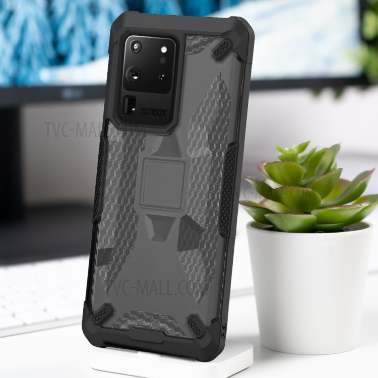 Série Robô À Prova De Choque Anti-largando Tampa Do Telefone TPU Para Samsung Galaxy S20 De Ultra - Cinza Preto / Transparente-11