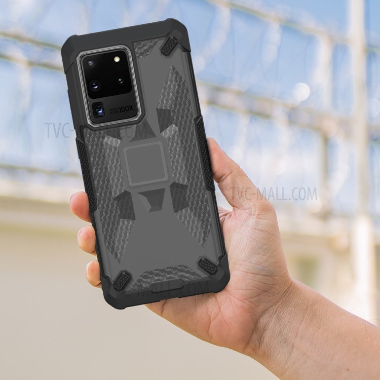 Série Robô À Prova De Choque Anti-largando Tampa Do Telefone TPU Para Samsung Galaxy S20 De Ultra - Cinza Preto / Transparente-12