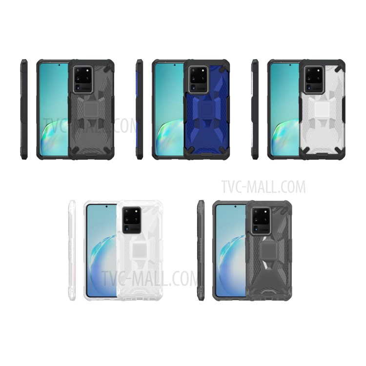 Série Robô À Prova De Choque Anti-largando Tampa Do Telefone TPU Para Samsung Galaxy S20 De Ultra - Cinza Preto / Transparente-14