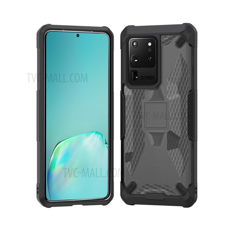 Série Robô À Prova De Choque Anti-largando Tampa Do Telefone TPU Para Samsung Galaxy S20 De Ultra - Cinza Preto / Transparente-2