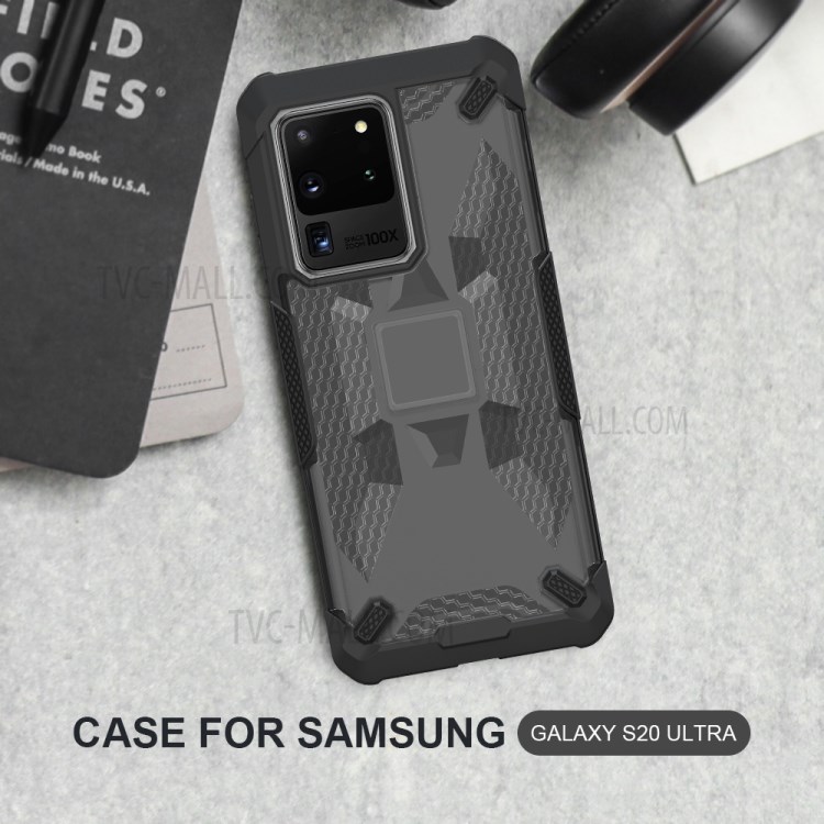 Série Robô À Prova De Choque Anti-largando Tampa Do Telefone TPU Para Samsung Galaxy S20 De Ultra - Cinza Preto / Transparente-4