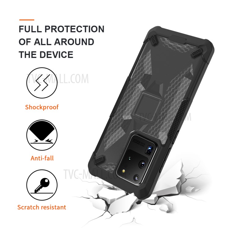Série Robô À Prova De Choque Anti-largando Tampa Do Telefone TPU Para Samsung Galaxy S20 De Ultra - Cinza Preto / Transparente-5