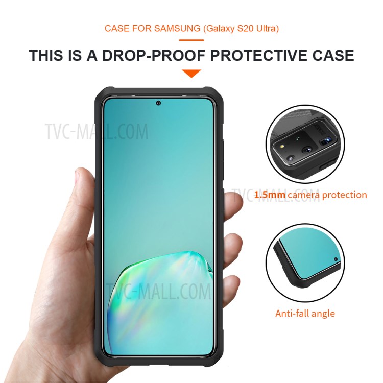 Série Robô À Prova De Choque Anti-largando Tampa Do Telefone TPU Para Samsung Galaxy S20 De Ultra - Cinza Preto / Transparente-7