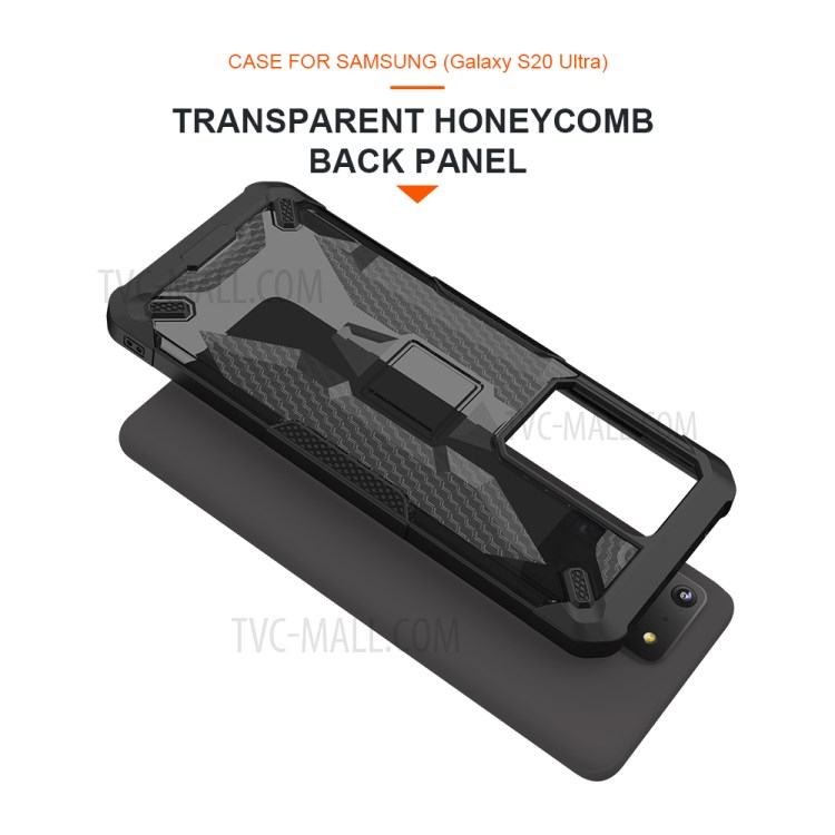 Série Robô À Prova De Choque Anti-largando Tampa Do Telefone TPU Para Samsung Galaxy S20 De Ultra - Cinza Preto / Transparente-8