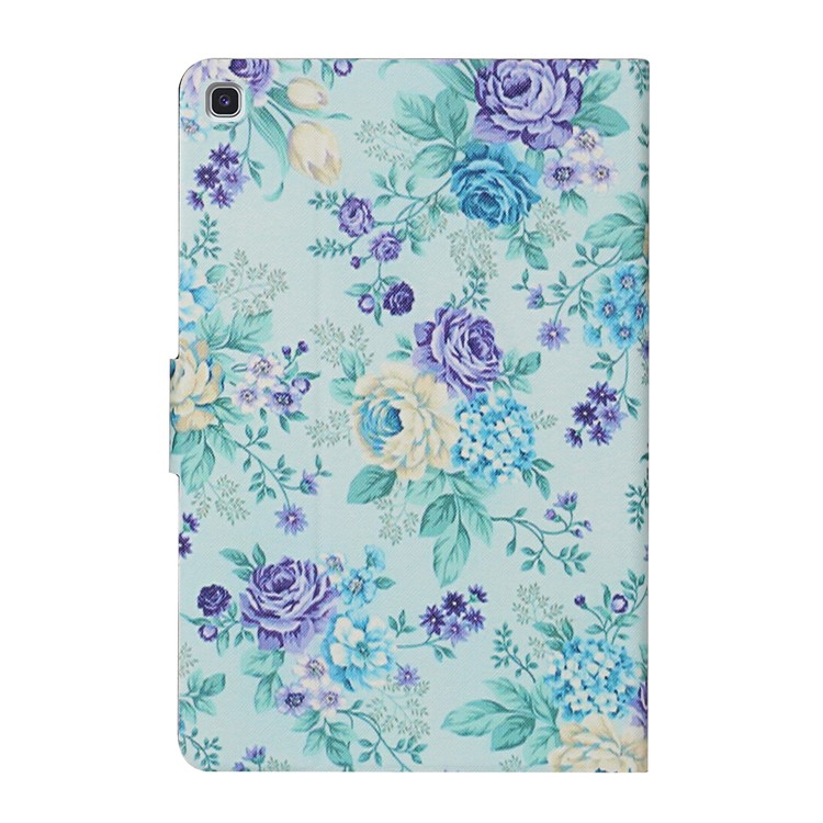 Flor De Impressão Padrão De Suporte De Cartão Estande Caso Tablet Couro Para Galaxy Tab Samsung S6 Lite - Flor Roxa-3