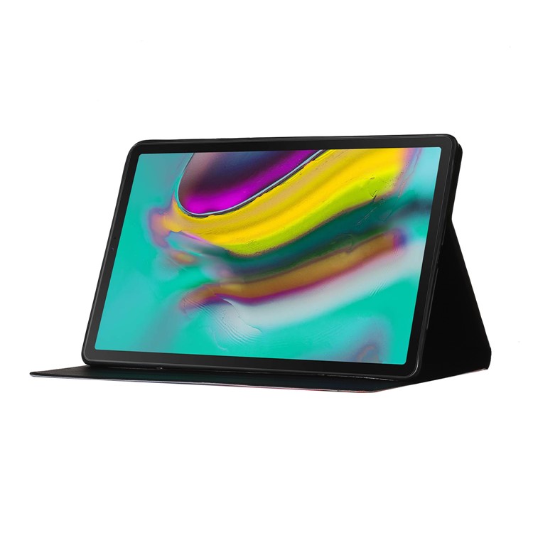 Flor De Impressão Padrão De Suporte De Cartão Estande Caso Tablet Couro Para Galaxy Tab Samsung S6 Lite - Flor Roxa-6
