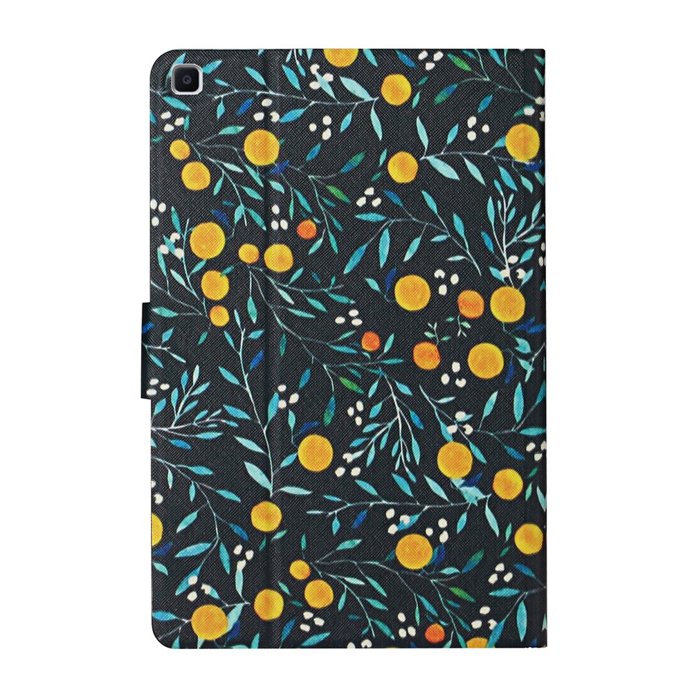 Case di Copertina Del Supporto Per Supporto Per Carta da Stampa A Pattern Floreali Per Samsung Galaxy Tab A 8.0 Wi-Fi (2019) SM-T290 - Arancia