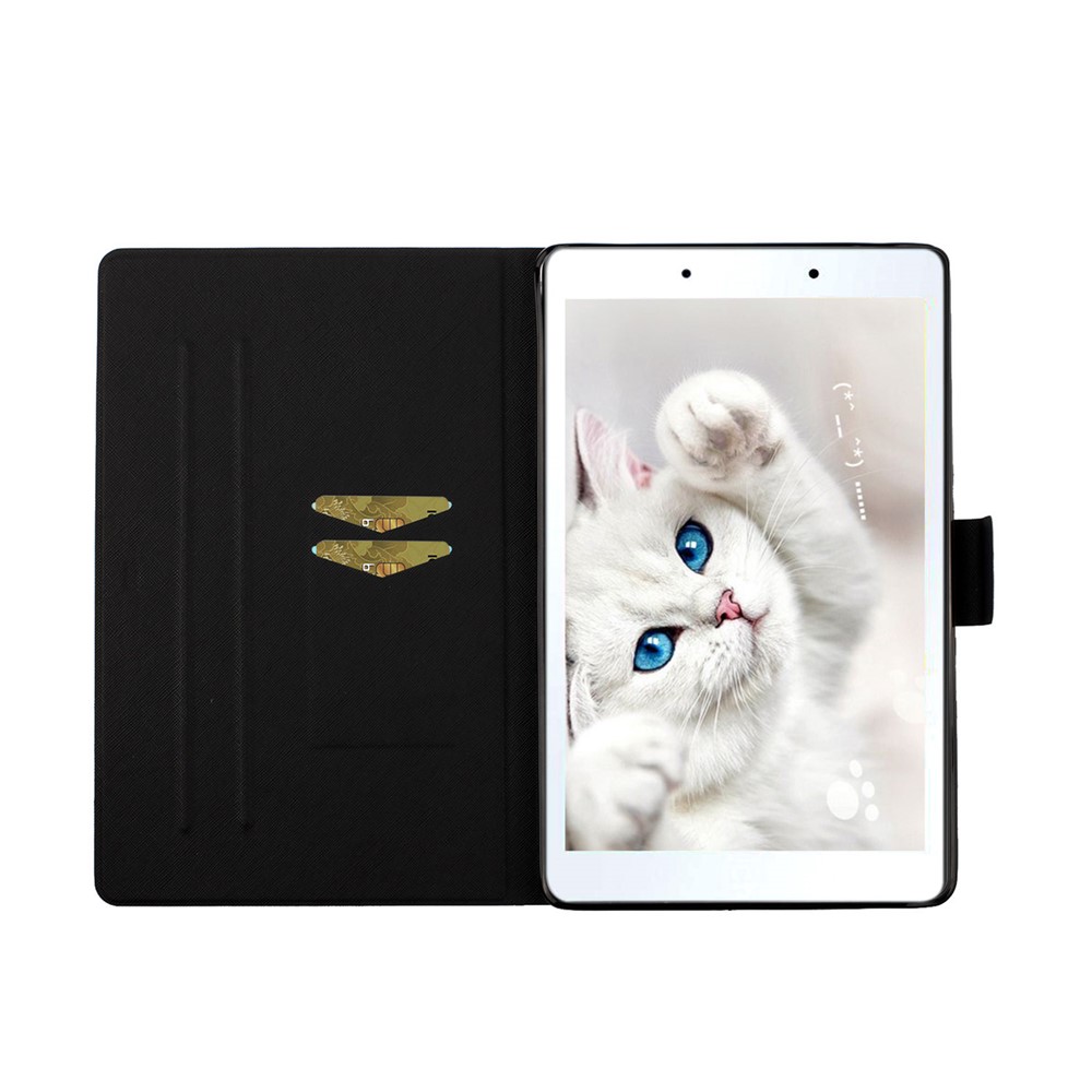 Case di Copertina Del Supporto Per Supporto Per Carta da Stampa A Pattern Floreali Per Samsung Galaxy Tab A 8.0 Wi-Fi (2019) SM-T290 - Arancia