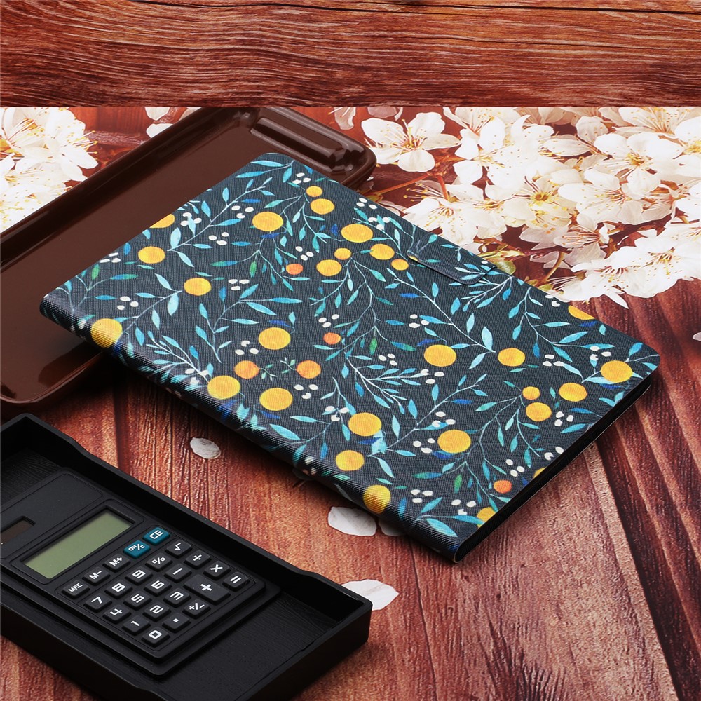 Soporte de la Tarjeta de Impresión Del Patrón de Flores Case de Cubierta de Tableta Para Samsung Galaxy Tab A 8.0 Wi-Fi (2019) SM-T290 - Naranja