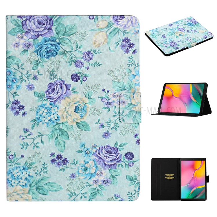 Flower Pattern Printing Card Holder Stand Tablet Cover for Samsung Galaxy Tab A 10.1 (2019) T510 - Vivid Flower-1