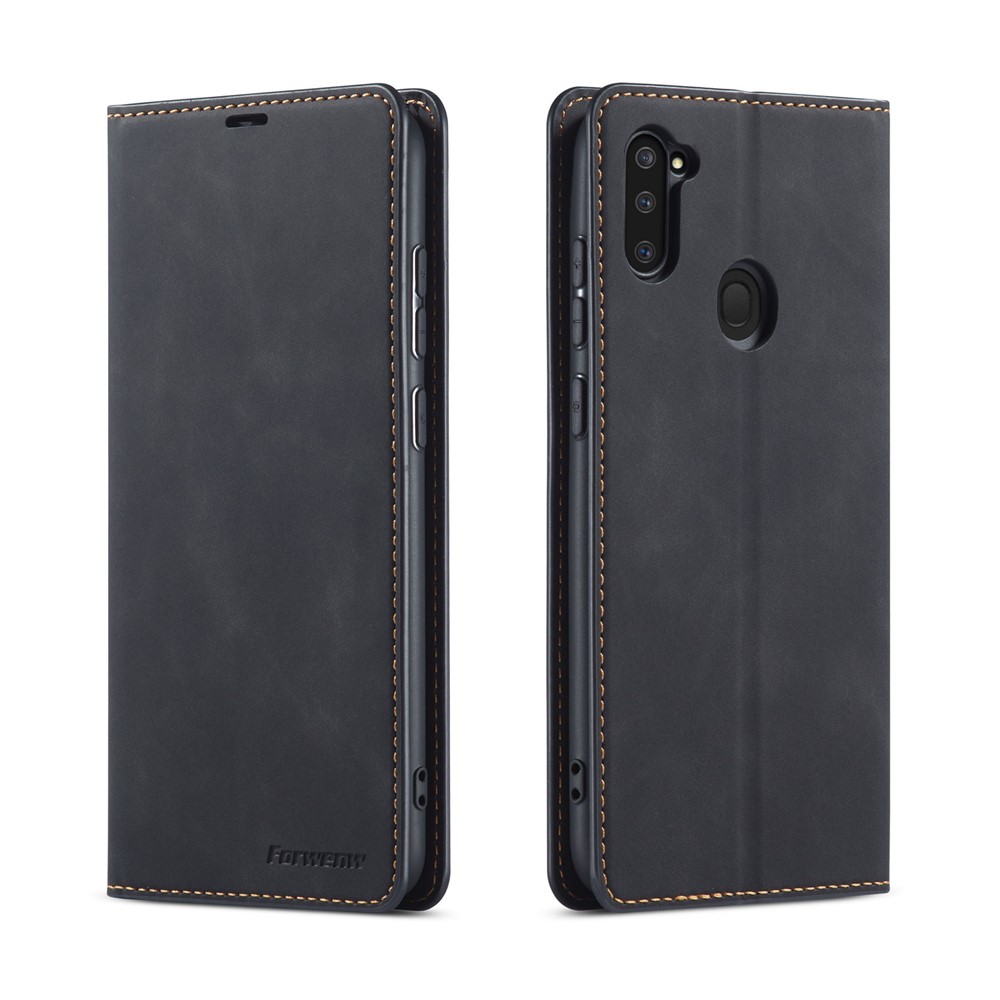 FORWENW Fantasy Series Auto-absorbed Leather Shell for Samsung Galaxy A11 (EU Version)/M11 - Black