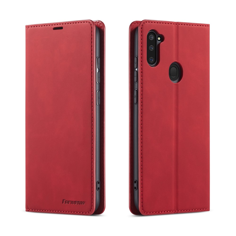 FORWENW Fantasy Series Auto-absorbed Leather Shell for Samsung Galaxy A11 (EU Version)/M11 - Red