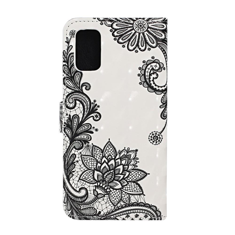Ponto De Luz Decoração Padrão Caso De Impressão Carteira Capa De Couro Suporte Para Samsung Galaxy A41 (versão Global) - Flores De Renda-3