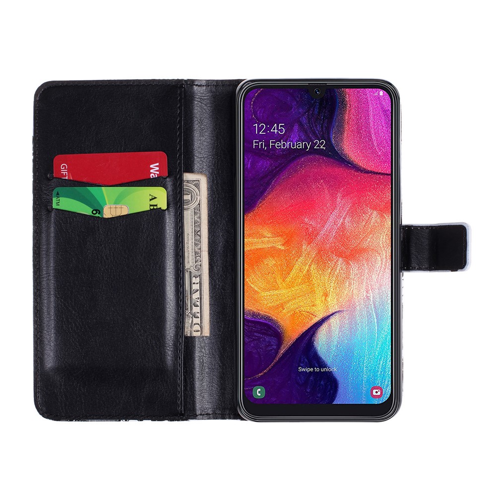 Ponto De Luz Decoração Padrão Caso De Impressão Carteira Capa De Couro Suporte Para Samsung Galaxy A41 (versão Global) - Flores De Renda-8