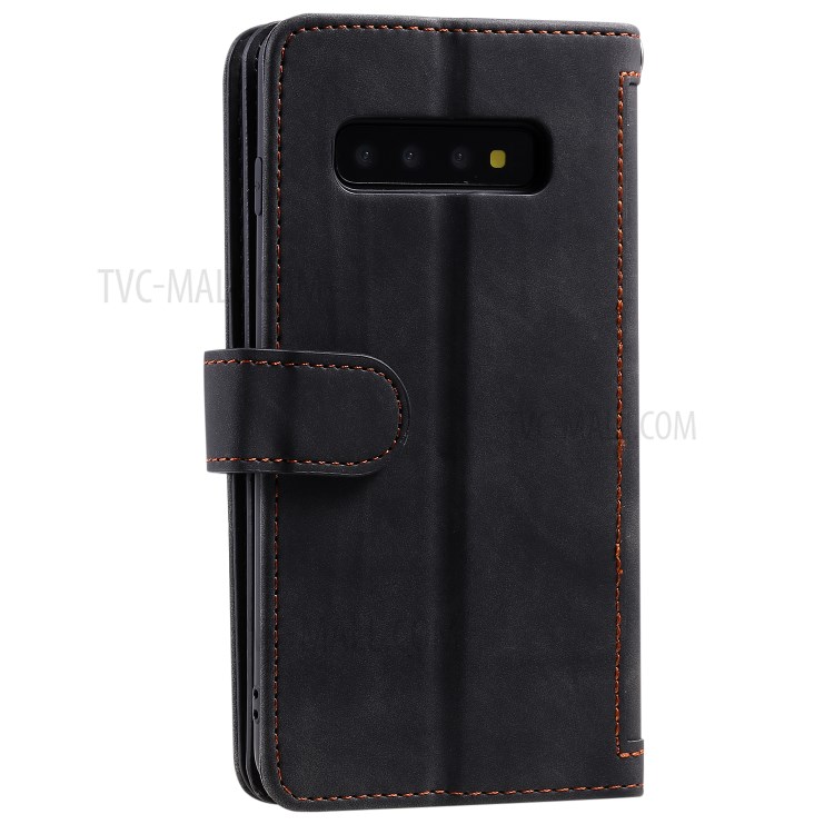 Custodia In Pelle Slot Raccoglitore 9 Scheda Con Tasca Con Cerniera Per La Galassia S10 - Nero-7