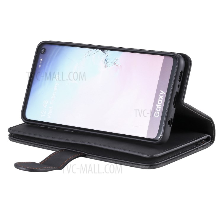 Zipper Pocket 9 Card Slots Leather Wallet Stand Phone Case for Samsung Galaxy S10e - Black-10