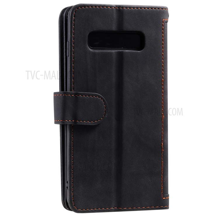 Zipper Pocket 9 Card Slots Leather Wallet Stand Phone Case for Samsung Galaxy S10e - Black-8