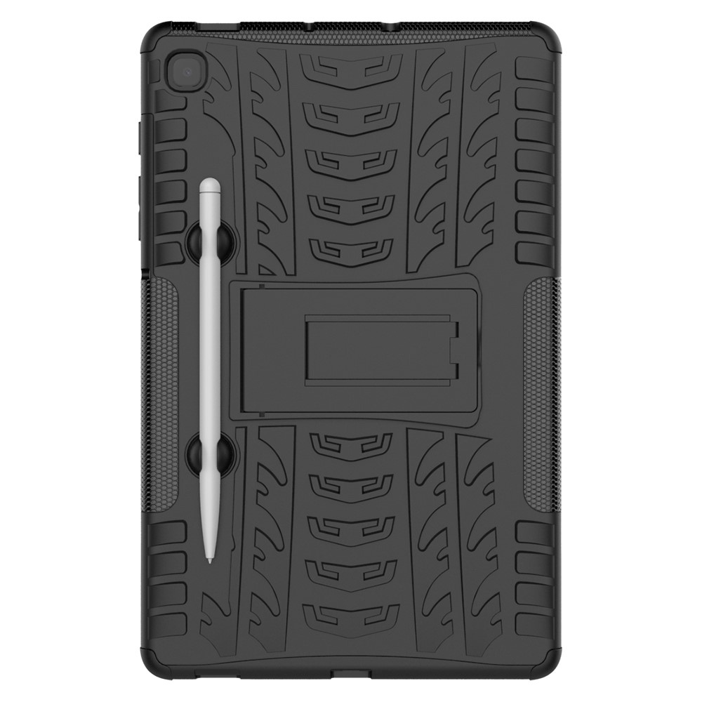 Cool Tyre Pattern PC + TPU Anti-slip Shell with Kickstand for Samsung Galaxy Tab S6 Lite - Black-3