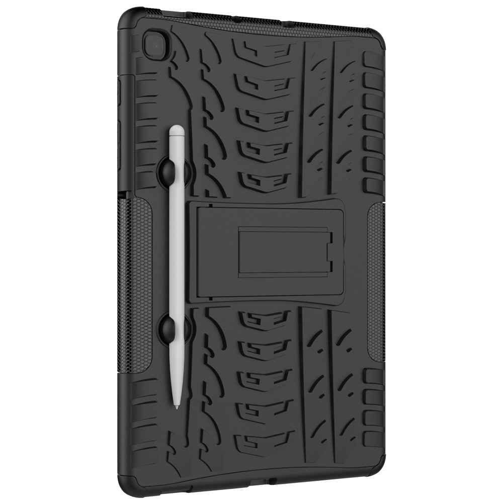 Cool Tyre Pattern PC + TPU Anti-slip Shell with Kickstand for Samsung Galaxy Tab S6 Lite - Black-4