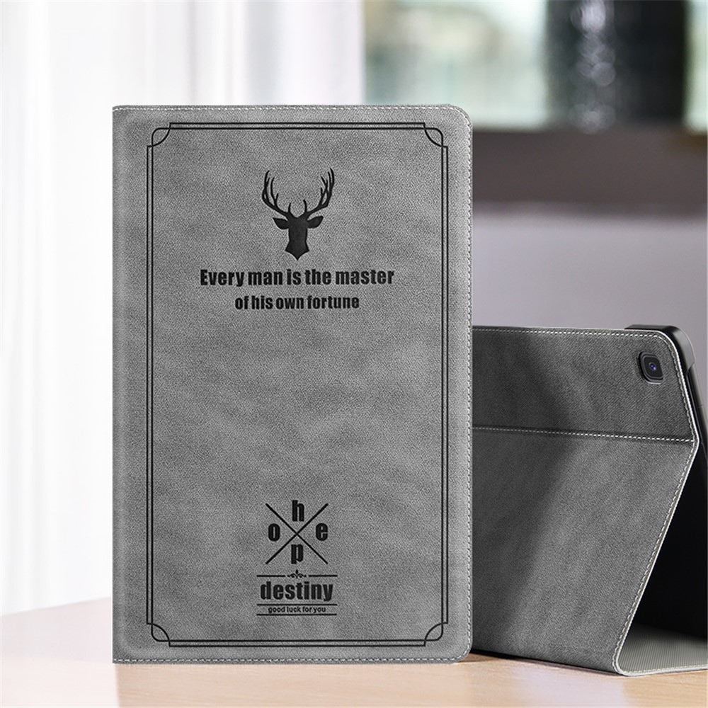 Ultra-thin Deer Pattern PU Leather + PC Tablet Protective Cover for Samsung Galaxy Tab S6 Lite - Grey-8