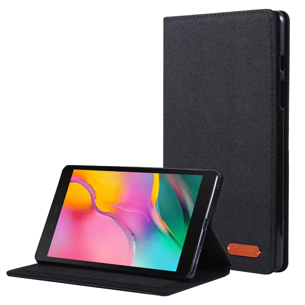 Pano Textura Estande Capa Protetora De Couro Para Samsung Galaxy Tab A 8,0 Wi-fi (2019) SM-T290 / T295 - Preto-1