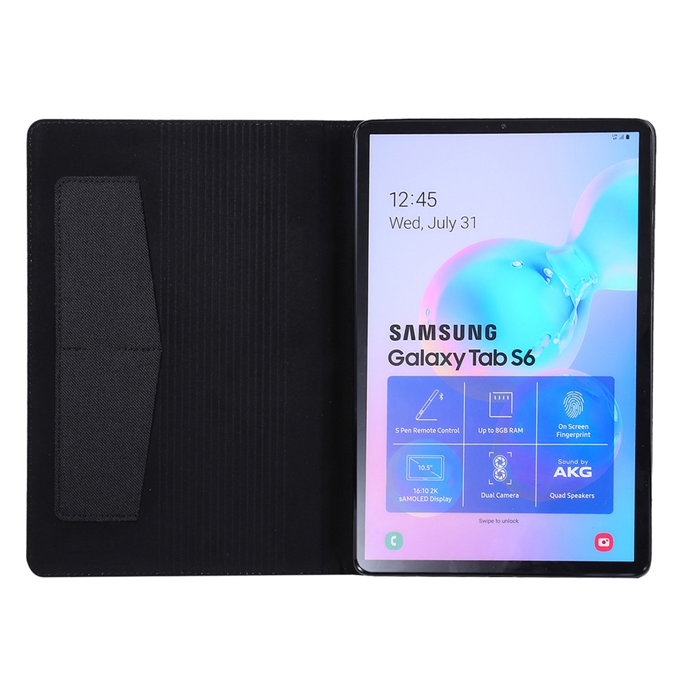 Custodia In Pelle Per Slot Per Schede Di Texture Di Stoffa Per Samsung Galaxy Tab S6 SM-T860 / T865 - Nero