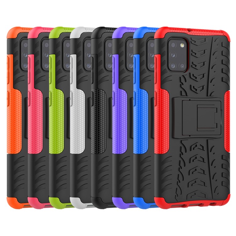 Cool Tyre PC + TPU Cell Phone Shell for Galaxy A31 - Black-10