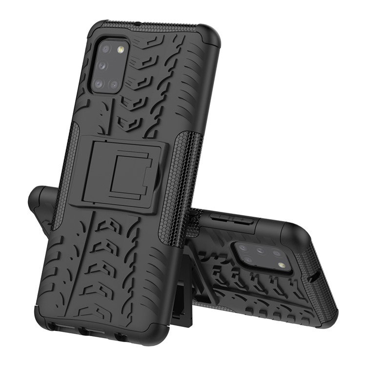 Cool Tyre PC + TPU Cell Phone Shell for Galaxy A31 - Black-2
