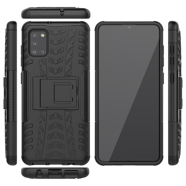 Cool Tyre PC + TPU Cell Phone Shell for Galaxy A31 - Black-9