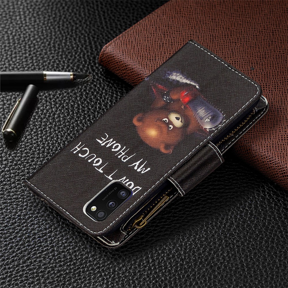 Padrão De Impressão De Bolso Com Zíper 9 Slots De Cartão Caso Carteira De Couro Para Samsung Galaxy A41 (versão Global) - Não Toque-3