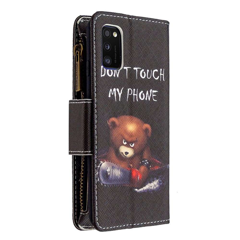 Padrão De Impressão De Bolso Com Zíper 9 Slots De Cartão Caso Carteira De Couro Para Samsung Galaxy A41 (versão Global) - Não Toque-5