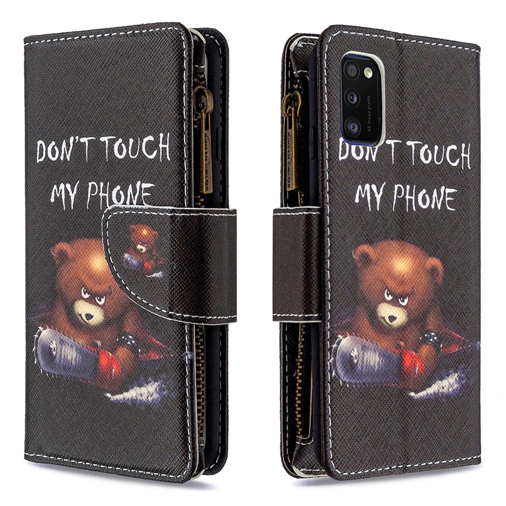 Padrão De Impressão De Bolso Com Zíper 9 Slots De Cartão Caso Carteira De Couro Para Samsung Galaxy A41 (versão Global) - Não Toque-6