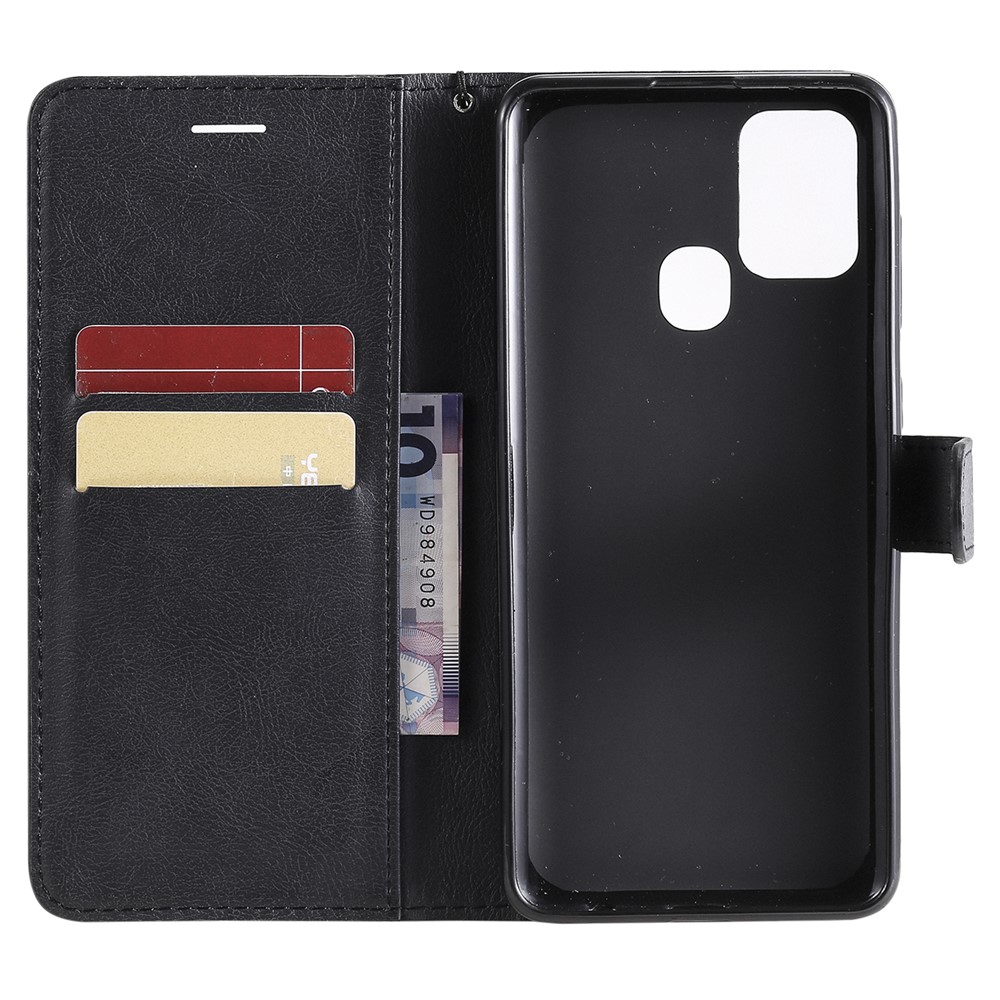 KT Leather Series-2 Wallet Stand Case Teléfono Para Samsung Galaxy A21s - Negro