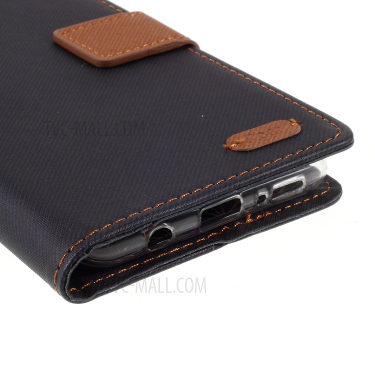 Porte-monnaie En Cuir Grain Croisé ROAR Support Cas De Secousse Pour Samsung Galaxy A71 SM-A715 - Noir-10