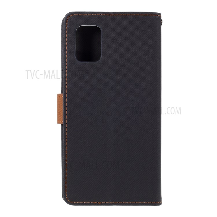 Porte-monnaie En Cuir Grain Croisé ROAR Support Cas De Secousse Pour Samsung Galaxy A71 SM-A715 - Noir-3