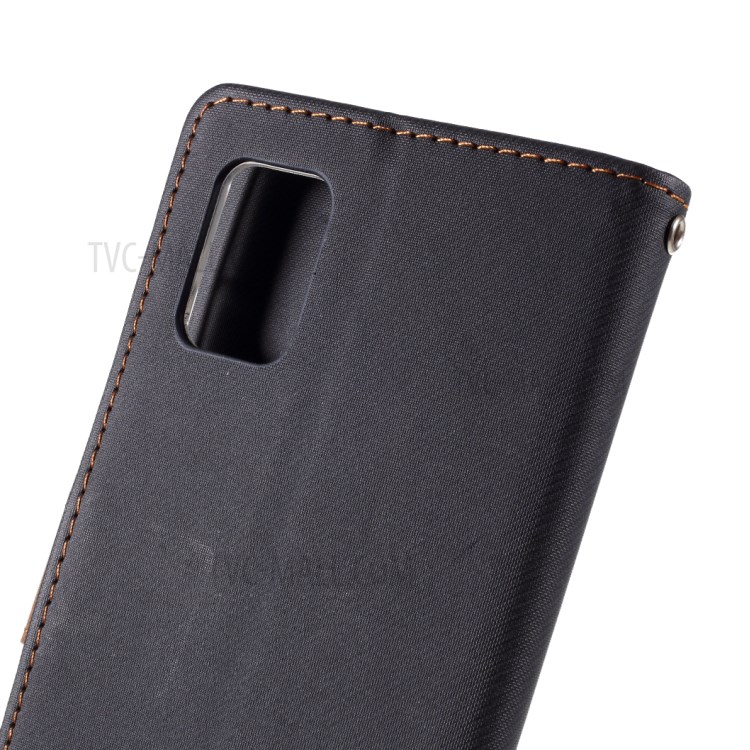 Porte-monnaie En Cuir Grain Croisé ROAR Support Cas De Secousse Pour Samsung Galaxy A71 SM-A715 - Noir-4