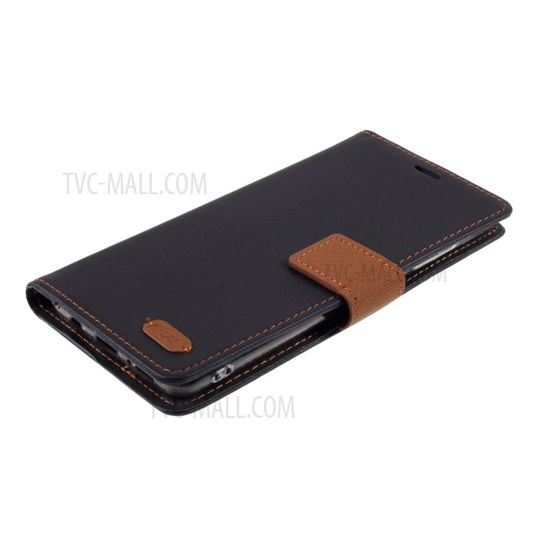 Porte-monnaie En Cuir Grain Croisé ROAR Support Cas De Secousse Pour Samsung Galaxy A71 SM-A715 - Noir-5
