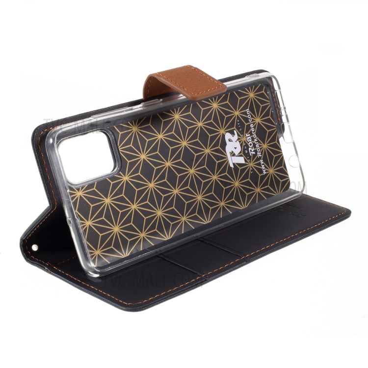 Porte-monnaie En Cuir Grain Croisé ROAR Support Cas De Secousse Pour Samsung Galaxy A71 SM-A715 - Noir-9