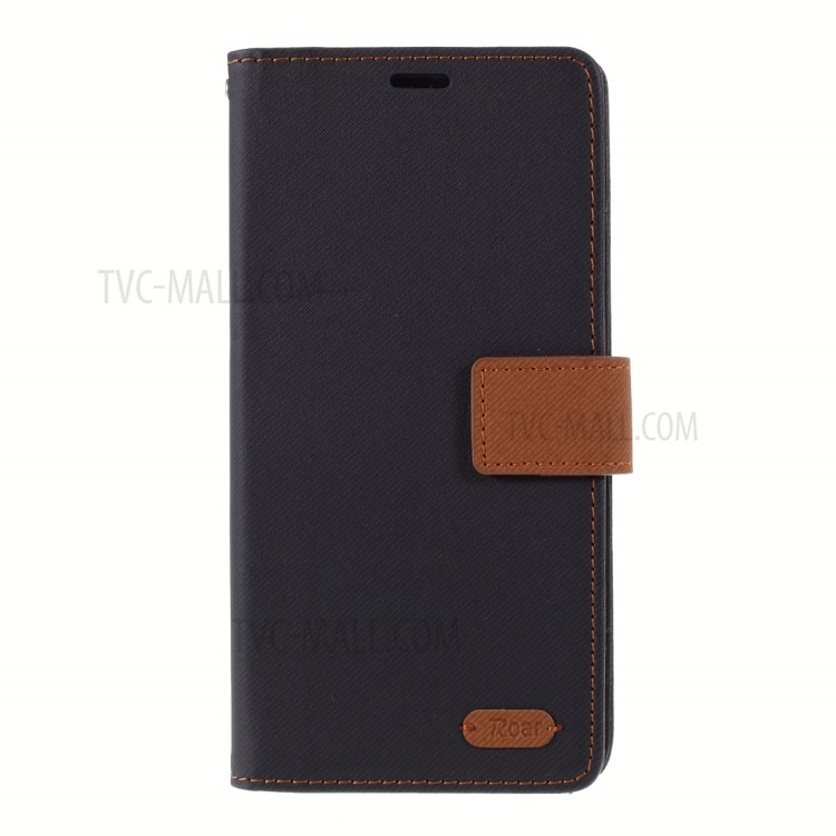 ROAR Twill Grain Flip Leather Wallet Case with Stand Cover for Samsung Galaxy A31 - Black-1