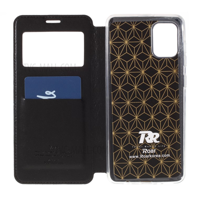 ROAR Vista Da Janela Caso Estande De Couro Com Suporte De Cartão Para Samsung Galaxy A31 - Preto-9