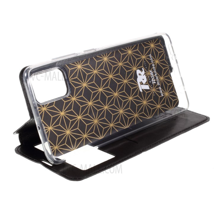 ROAR Vista Da Janela Cartão Estande Caso De Telefone Slot De Couro Para Samsung Galaxy A51 SM-A515 - Preto-8